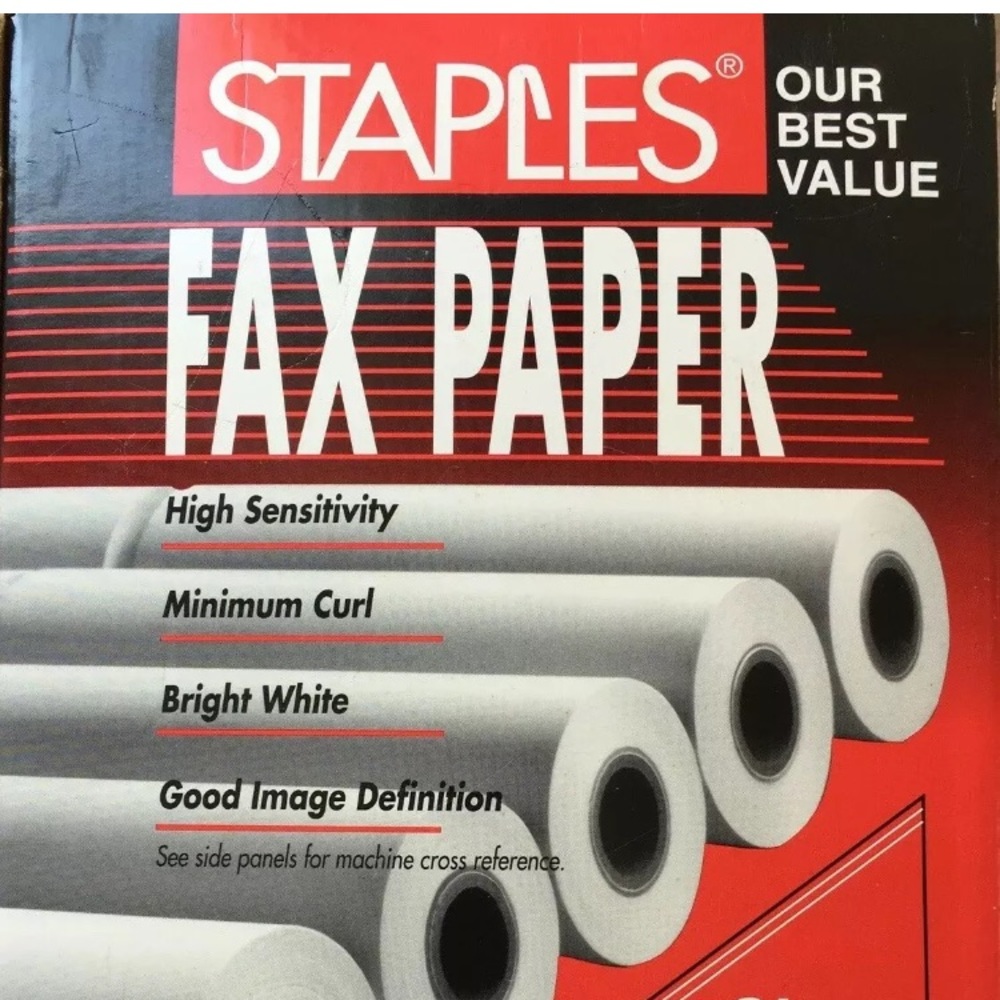 4 Rolls Staples Fax Paper High Intensity
